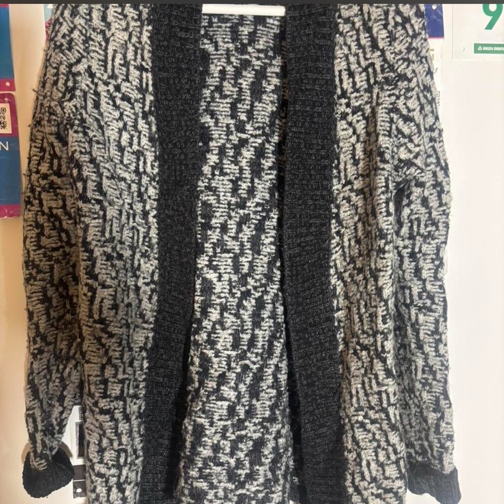 LOFT Black and White Textured Cardigan